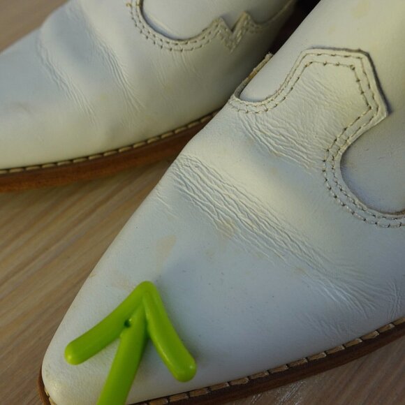 Sam Edelman Boots Leather 5 White Western Ankle Bootie Cowboy Chelsea Winona - Picture 10 of 16